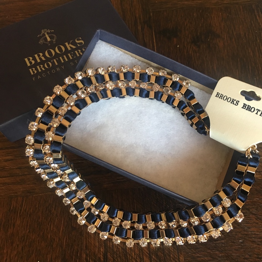 Brooks Brothers blue ribbon and chain necklace